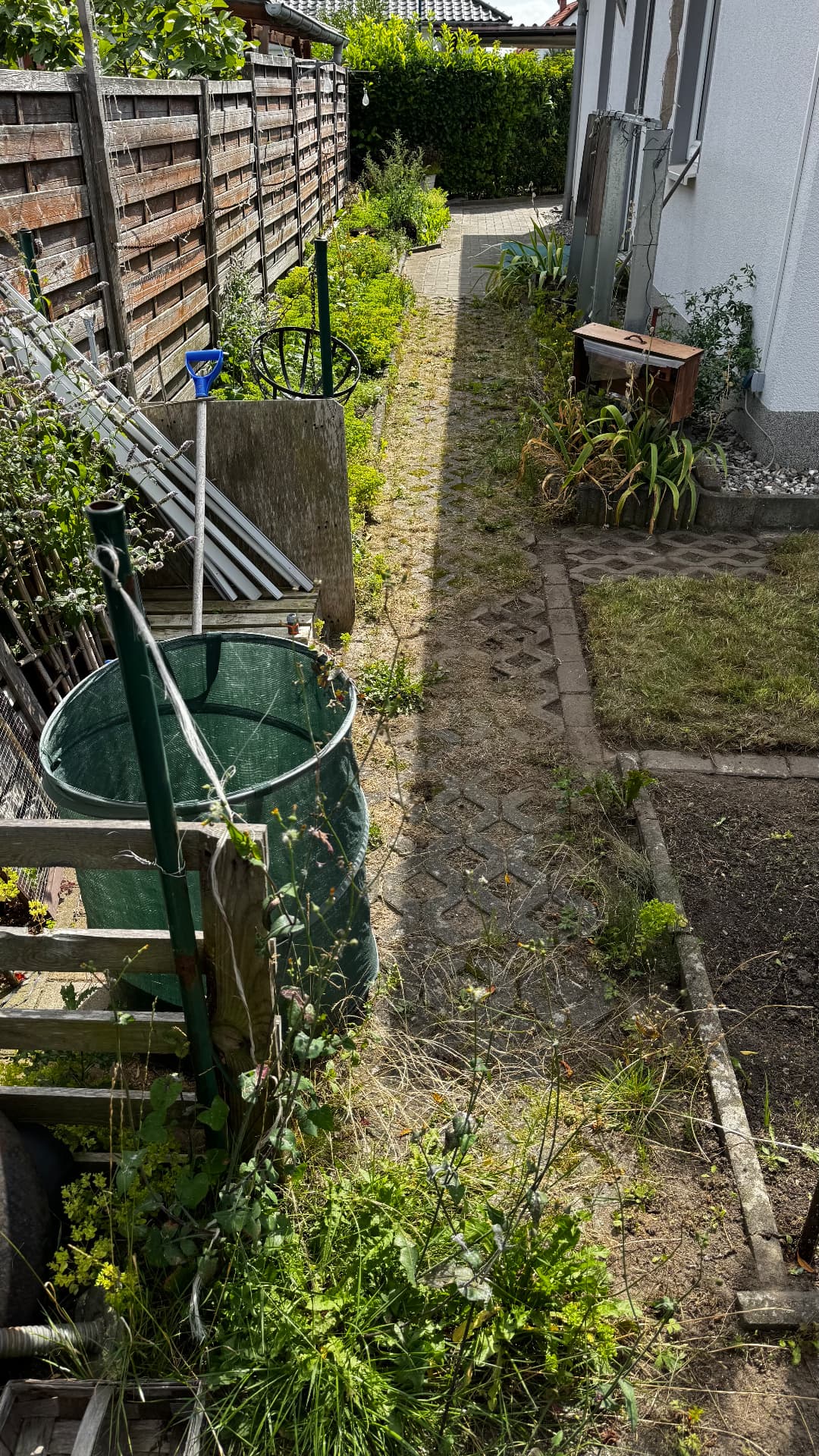 Gartenweg freigelegt und gepflegt – vorher